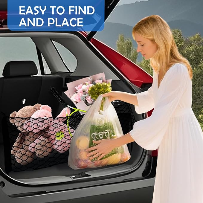 Envelope Style Cargo Net for 2020-2025 2026 Toyota Grand Highlander Accessories, Trunk SUV Mesh Cargo Net, Upgraded 5mm Bungee&Double-layer Nylon Storage Tailgate Netting Grocery&Tool Holder Organizer