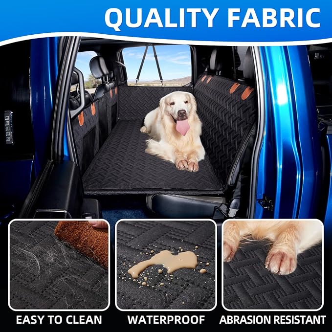 MAXFUT Truck Dog Seat Cover Back Seat,Back Seat Extender for Truck,Dog Hammock,Hard Bottom Car Seat Cover,Pet Seat Cover for F150/RAM1500/Silverado