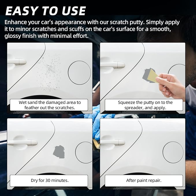 Calvana (2 Pack) 20g Car Body Filler Repair Kit, Automotive Putty Scratch Filler, Quick-Drying Formula for Minor Touch-ups, Ideal for Car Paint Scratch Removal and Rust, Includes Repair Tools