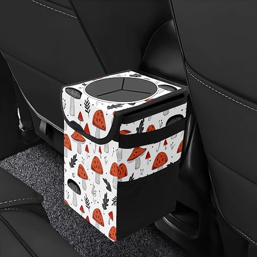 Car Trash Can – Multi-Purpose, Lightweight and Portable with Durable Water-Resistant Coating, No Installation Required, Practical and Ample Capacity, Variety of Colors.Mushroom