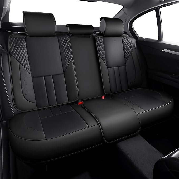 Car Seat Covers Full Set - Universal Seat Covers for Cars SUV Truck – Faux Leather Automotive Seat Covers, Breathable & Waterproof Front and Rear Seat Protectors, Fit for Most Cars-Black