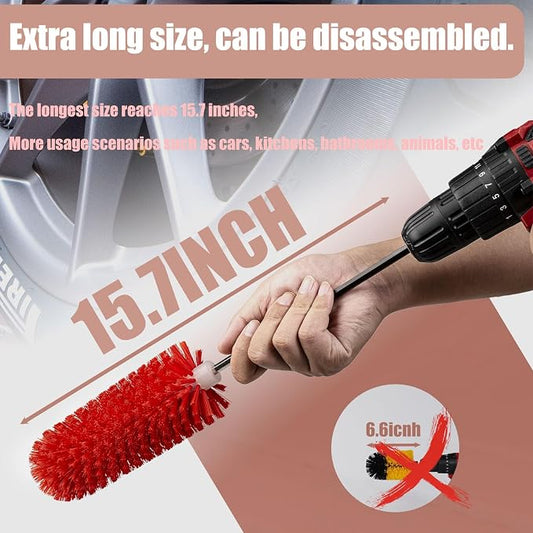 Wheel Brush, Soft Drill Wheel Cleaner Brush, Highly Dense and Durable Rim Cleaner Brush for Wheels, Rims, Engines, Exhaust,Motorcycles