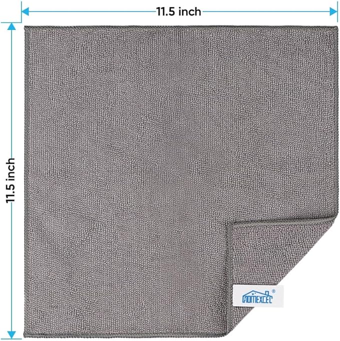 HOMEXCEL Grey Microfiber Cleaning Cloth, 24 Pack Cleaning Towels for Kitchen, Lint Free, Scratch-Free, Highly Absorbent, and Reusable Cleaning Rags for House, Window and Glass, Cars, 11.5 X11.5 inch