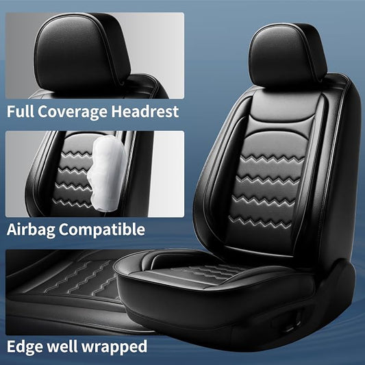 Bolt Car Seat Covers Fit for Chevrolet/Chevy Bolt 2016-2019 2020, Full Coverage Leather Waterproof Breathable Seat Covers, Automotive Seat Protectors, Airbag Compatible, (Full Set, Black