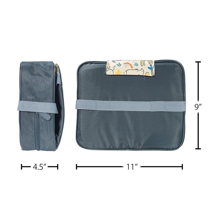 Nuby Easy Go Booster Seat for Kitchen Chair - Travel Booster Seat for Babies and Toddlers with 3-Point Harness - 9+ Months - Beige Safari Print
