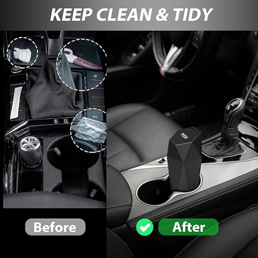 Car Trash Can with Lid, 1 Pack Cup Holder Garbage Can for Car, Leakproof Small Trash Bin, Mini Trash Can for Cars, Home, Bedroom, Office (Black)