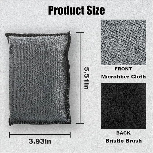 3PCS 5"×3" Car Interior Scrubbing Sponges, Microfiber Car Wash Sponges, Auto Detailing Scrub Pads, Interior Cleaning Sponges for Car Leather, Plastic, Vinyl, Upholstery (Gray Black)