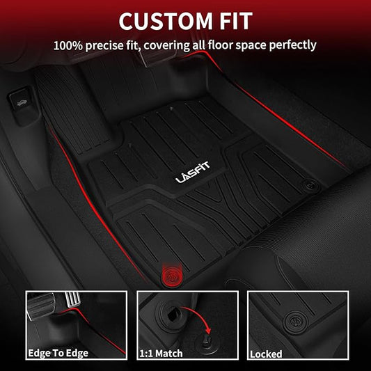 LASFIT Floor Mats & Trunk Mat for 10th Honda Accord Sedan 2018-2022 Gasoline & Hybrid, All Weather TPE Custom Fit Floor Liner, 1st & 2nd Row & Cargo Mat Full Set, Black