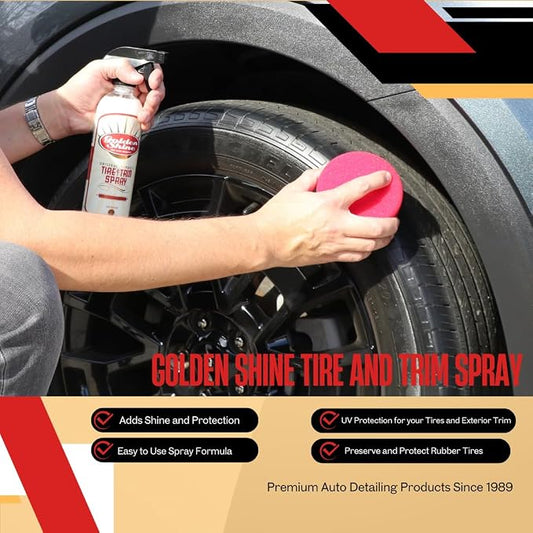 GOLDEN SHINE Tire and Trim Spray Shine and UV Protection, 16 Ounce Bottle 17016