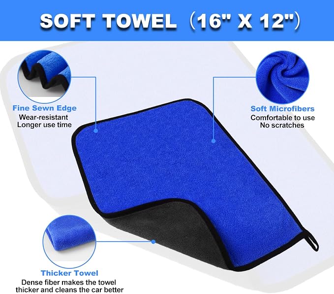 62'' Car Wash Brush with Long Handle, Car Wash Kit with Tire Brush, Tower, Window Squeegee, Chenille Microfiber Car Wash Mop Mitt, Car Cleaning Brush Kit Supplies for Car, Truck, SUV, RV