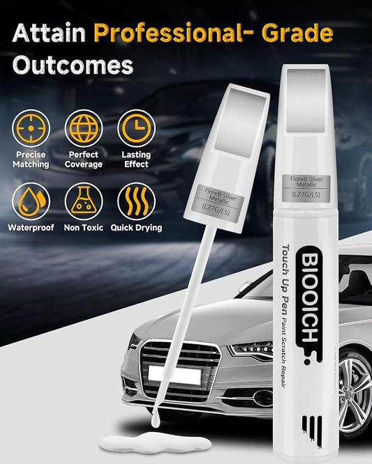Touch Up Paint Pen Exact Color Match Car Chip and Scratch Repair (for Audi, Florett Silver Metallic(LZ7G/L5))