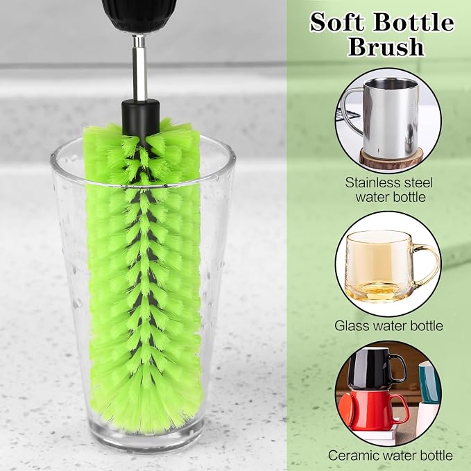 Drill Brush for Car Wheel and Bottle, Highly Dense and Durable Car Cleaning Brush for Wheels, Rims, Engines, Exhaust, Bottle