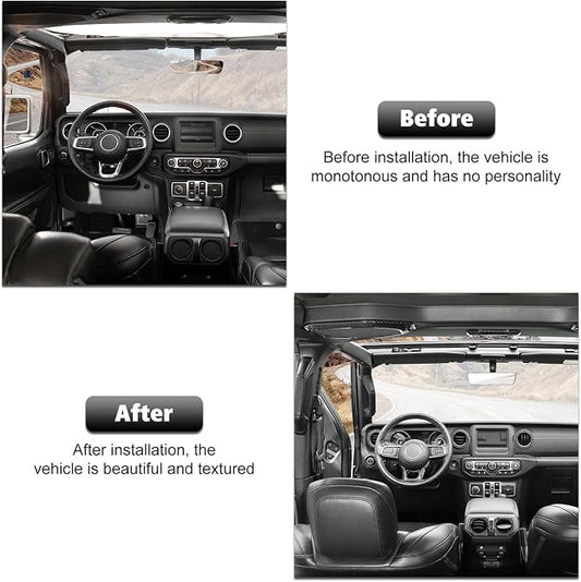 RT-TCZ Carbon Fiber Interior Trim Kit Cover Center Console Decoration Accessories Compatible with Jeep Wrangler JL JLU & Gladiator JT 2018-2023 23PCS
