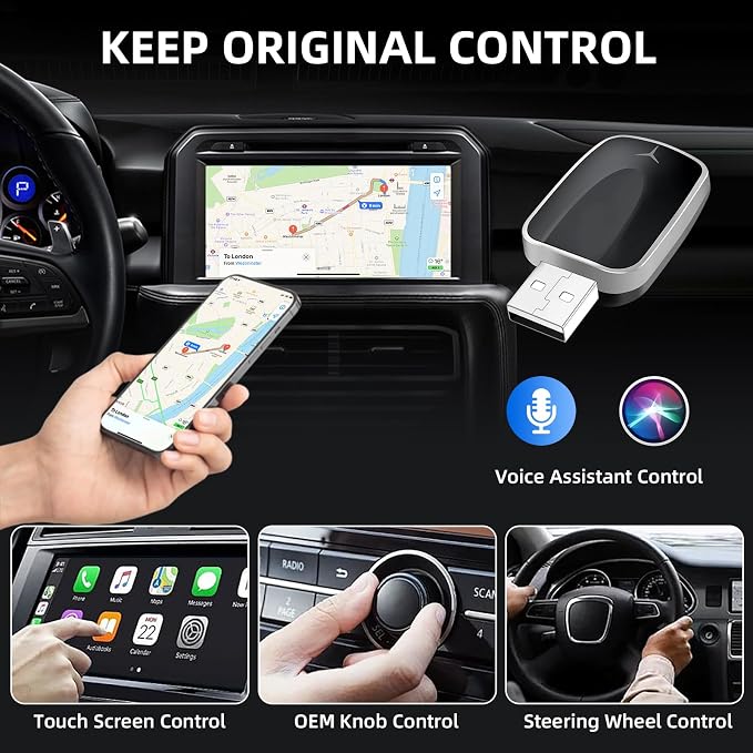 Plug and Play CarPlay Wireless Adapter for Apple iPhone Wireless Android Auto,Fast Auto Connect USB A/Type-C with 927+ Models from 2015 / iOS 10+ / Android 11+