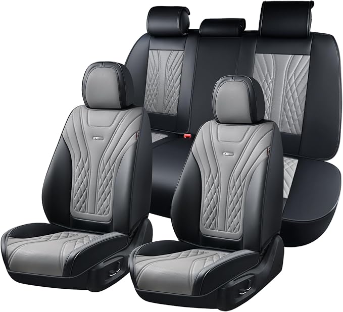 Coverado Car Seat Covers, Car Seat Covers Front Seats, 2-Pack Front Seat Cover, Nappa Leather Waterproof Seat Covers, Car Seat Protectors, Automotive Seat Covers Universal Fit for Most Vehicles