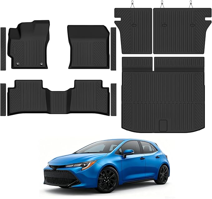 Custom Fit Floor Mats for 2020-2025 2026 Toyota Corolla Hatchback, All Weather TPE Floor Liners & Trunk Mat & Backrest Mats & Door Sill Guard, Odorless Full Set Interior Accessories
