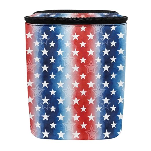 Talayituse American Flag Star Print Car Trash Can with Lid, 4th of July Leak Proof Auto Trash Bag Hanging Vehicle Garbage Can Multipurpose Storage Container for Back Seat Road Trip