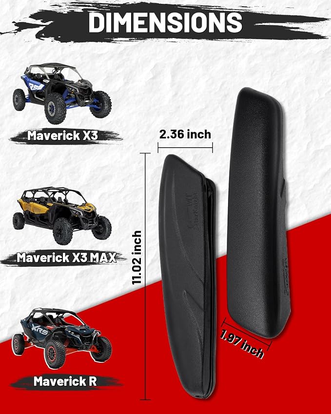 StarknightMT Seat Side Pads Compatible with Can-Am Maverick X3 / MAX/R 2017-2025, PU Foam Cushion Assembly for Thigh Support & Comfort, UTV Accessories (Black)