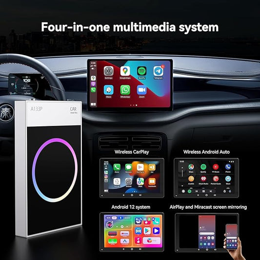 Wireless CarPlay Adapter, Carplay Ai Box Wireless Carplay & Android Auto, WiFi Bluetooth and HDMI Output, Only for Cars with Wired CarPlay &Wired Android Auto