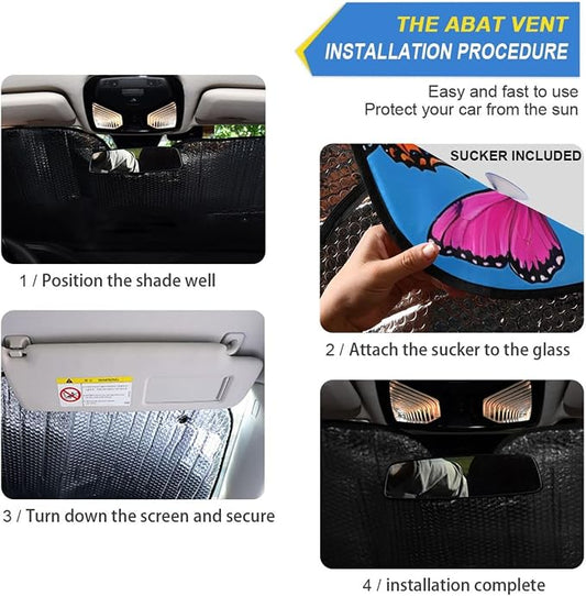 Cars Front Sun Shade Windshield,Foldable Reflective Sun Visor Colorful Flower Butterfly Windshield Sunshade Cover,Blocks UV Ray Sun Protect Interior Keep Cool,57" x 31.5 "Inches