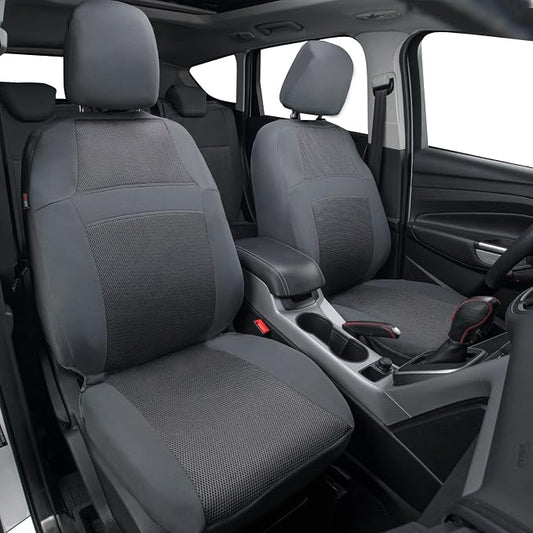 CAR PASS Seat Cover Full Sets, 3D Air Mesh Car Seat Cover with 5mm Composite Sponge Inside,Airbag Compatible Universal Fit for SUV,Vans,sedans, Trucks, Automotive Interior Covers(Pure Gray)