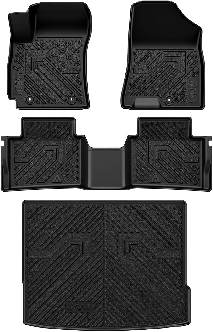 LASFIT Floor Mats & Cargo Mat Fits for Hyundai Kona 2026 2025 2024 (Not Fit Kona EV), All Weather TPE Custom Fit Floor Liners with Full Set Car Mats & Trunk Mats Accessories, Black