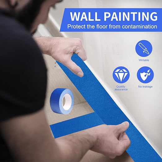 Painters Tape 2 Inch Wide, 4 Rolls Blue Masking Tape, 2 Inches x 55 Yards x 4 Rolls, 220 Yards in Total