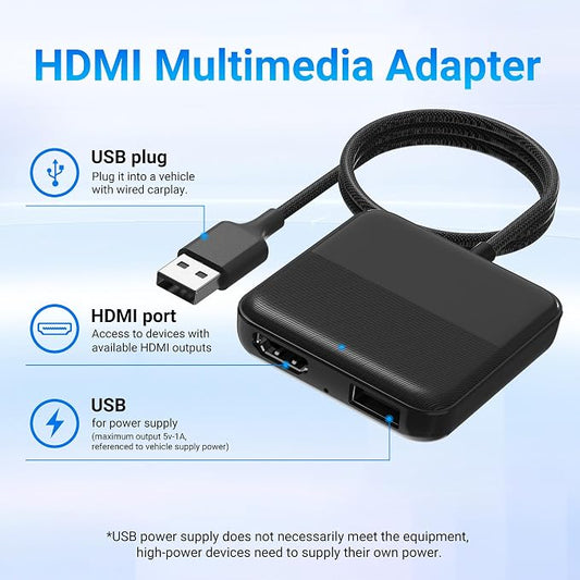 Car TV Mate PRO 2025-Stick Converter,HDMI & Wireless CarPlay Android Auto Adapter, No Latency,HDMI to USB Port Converter Work for Cars 2016+ with Wired carplay,Plug & Play
