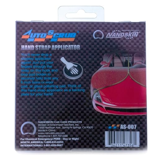 Nanoskin AUTOSCRUB 5 3/4" Hand Strap Applicator – Clay Bar Alternative for Removing Contaminants from Paint, Glass, Plastic, and Metal | Compatible with 6" Pads | Easy Pre-Wax & Coating Prep