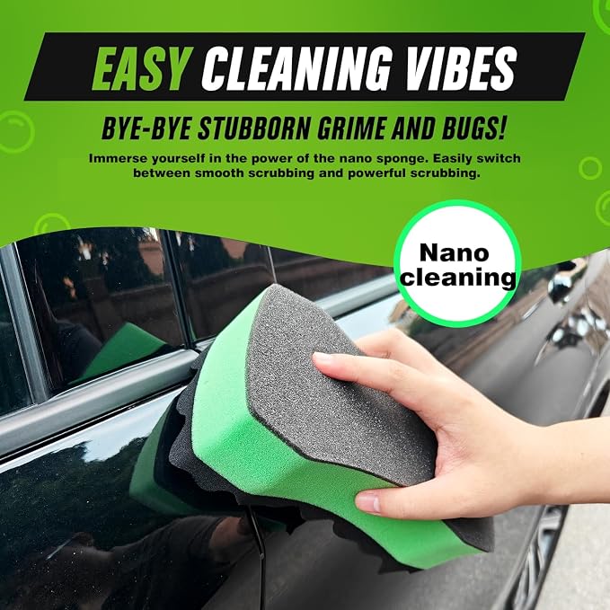 Three Texture Car Wash Sponge - Multi Purpose Bug Remover Scrubbing Side Soft Sea Sponge - Ultra Scrub Car Cleaning Sponges Wash Bucket Accessory - 3Pack