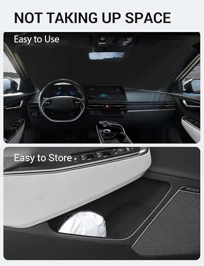 Proadsy for Kia EV6 2023 2024 2025 2026 Windshield Sun Shade 4-Layer Foldable Front Sunshade Protector Sun Visor Blocks UV Rays Keep Car Cooler