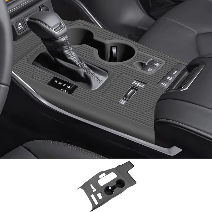 Temmis Center Console Silicone Organizer with Cup Holder for Toyota Highlander 2020-2022 (Hybrid Version), Full-Wrap Center Consel Electrostatic adsorption Cover for Highlander-Black