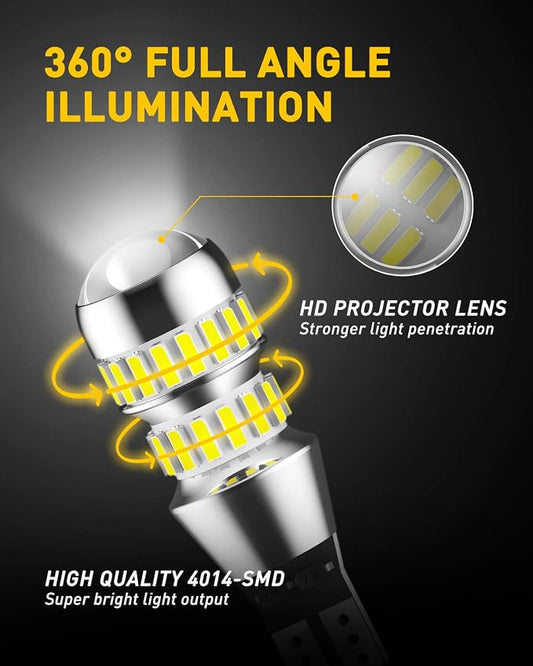 AUXITO 912 921 LED Bulbs for Backup Reverse Light Bulbs, 42-SMD 6000K Ultra Bright White, Non-polarity 906 W16W T15 921 LED Bulb Direct Back Up Light Replacement Lamp, Pack of 2