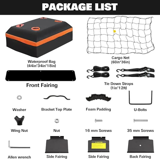 WEIZE Roof Rack Carrier Basket Universal Rooftop 64" x 39" x 5" Large Size Roof Rack + Waterproof Bag, Cargo Net with Attachment Hooks, Ratchet Straps for SUV, Truck