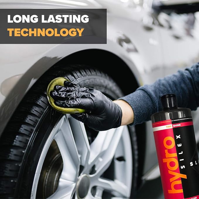 Car Tire Shine Gel and Conditioner. SIO2 & Black Dye Infused, No Sling Formula. Enhances Tires Color & Finish, Leaves Your Tires Looking Clean For Weeks. (16oz)