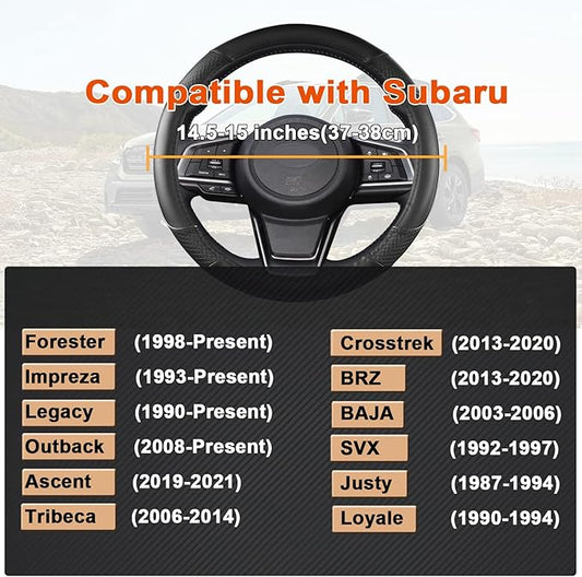 GIANT PANDA Customized Auto Steering Wheel Cover for Subaru Forester, Car Steering Wheel Cover for Subaru Outback and Crosstrek - Solid Black