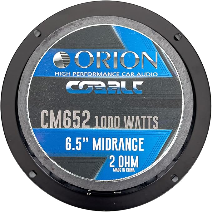 ORION Cobalt CM652 High Efficiency 6.5" Mid-Range Bullet Loudspeakers, 1000W Max Power, 250W RMS, 2 Ohm, 1.5" Voice Coil - Pro Car Audio Stereo, Midrange Speakers (Pair)