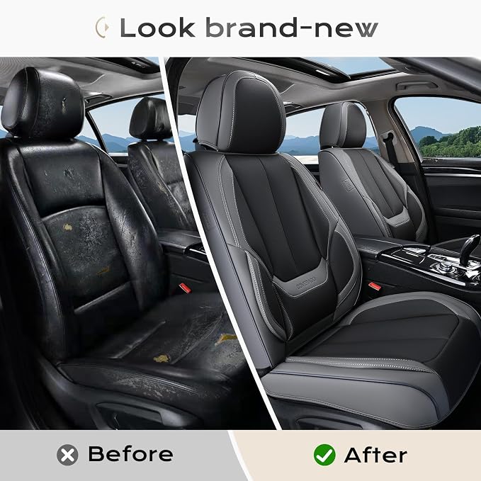 Coverado Seat Covers, Car Seat Covers Front Seats, Car Seat Cover, Car Seat Protector Waterproof, Car Seat Cushion Nappa Leather, Seat Covers Carseat Cover Universal Fit for Most Cars
