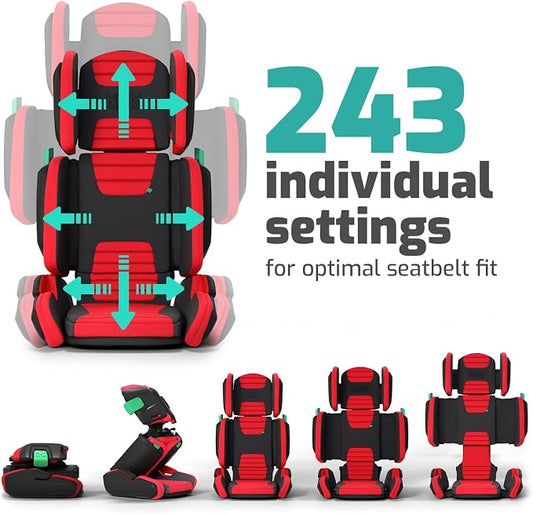Mifold Hifold Adjustable Kids High Back Booster Car Seat with Strap – Slate Grey