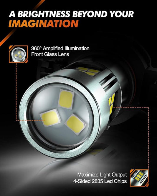 SEALIGHT 9006 Fog Lights LED Bulb, 9006 Hb4 LED Fog Light Bulbs 1:1 Size 9006 Bulb Plug And Play, 6000k Xenon White Light Pattern, Pack of 2