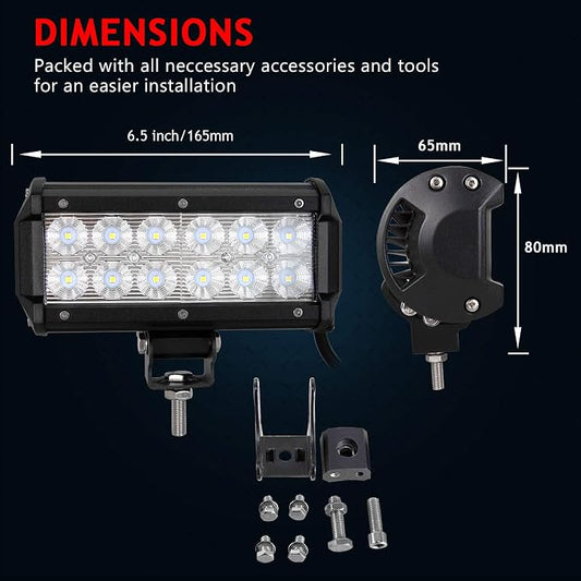 Willpower 7 inch 2x36w Flood LED Work Light Bar for Truck Car ATV SUV 4X4 Jeep Truck Driving Lamp