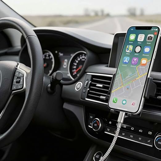 Braided USB-A to USB-C Car Carplay Cable, Gray 3FT Durable Tangle-Free Charging Cable USB-A for Auto and CarPlay, USB C Cable Type C Car Charger Cord for iPhone 17/16/15, 5V2A