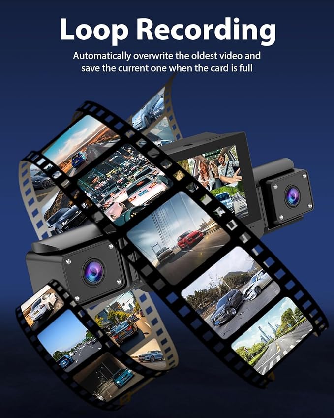 4 Channel Dash Cam Front and Rear with 360° View for All-Round Protection, 4-Way Recording, Built-in 5G WiFi & GPS, APP Control, 8 IR LEDs, 24H Parking Monitor, G-Sensor, Free TF Card (128, GB)