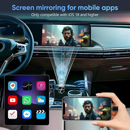 DOITOOL Wireless Car Adapter 3-in-1 Wireless Phone Connector for Car - Screen Mirroring - USB A to C Plug and Play Vehicle Accessories