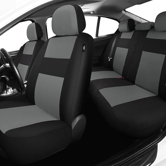 VarCozy Seat Covers for Car Front Pair, Breathable Cloth Front Car Seat Covers, Universal Cloth Seat Covers for SUV Sedan Van, Automotive Interior Covers, Airbag Compatible