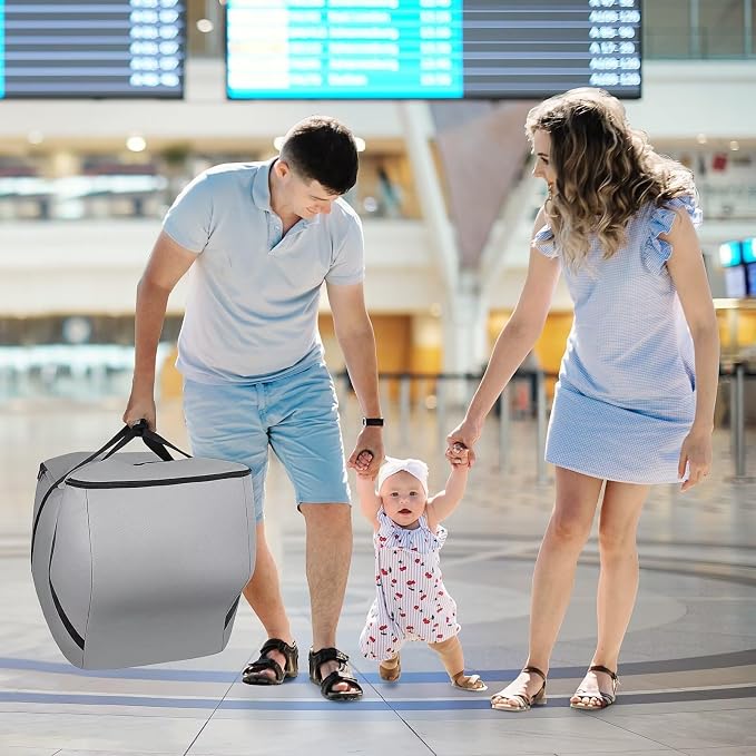 Infant Car Seat Travel Bag - Fits Infant Car Seats with Anti-Rebound Bar Base, Car Seat Airplane Bag for Chicco/Graco/Nuna/Cosco/Britax/Uppababy Baby Car Seat, Water Dirt Tear Resistant, Grey Upgrade