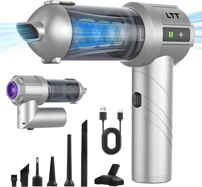 car Vacuum Portable Cordless, 18000PA Brushless Motor Hand Held Vacuum,Air Duster, 120W High Power Mini Vacuum Cleaner Foldable with LED Screen for Home, Car, Office, Pet