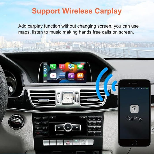 Wireless Carplay/Android Auto Adapter for Mercedes-Benz (2011-2015) NTG4.5/4.7 System Decoder Box Retains OEM Steering Wheel, Camera & Knob Control Compatible with A/B/C/E/GLK/GLA/ML/SLK