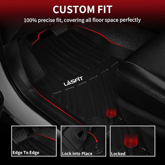 LASFIT Floor Mats for Toyota RAV4 2013-2018(Not Fit Hybrid) All Weather TPE Mats Custom Fit Floor Liner for Toyota RAV 4 LE/XLE/SE/Limited/Adventure Front and Rear 2 Row Car Mats,Black
