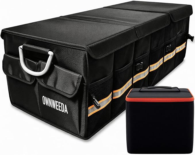 90L Large Car Trunk Organizer with 30L Removable Leakproof Cooler Bag, Collapsible Storage Bin with Lid & Dividers, Heavy Duty Accessories for SUV Sedan, Ideal for Grocery Camping Road Trip